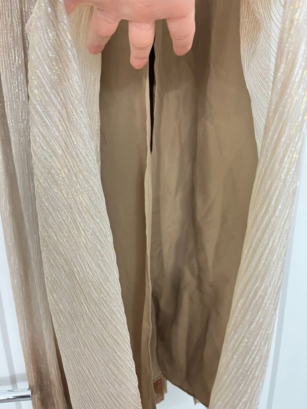 New Reiss Size 2 Gold Champagne Ombré Emmeline Metallic Pleated Maxi Skirt NWT - Picture 12 of 16